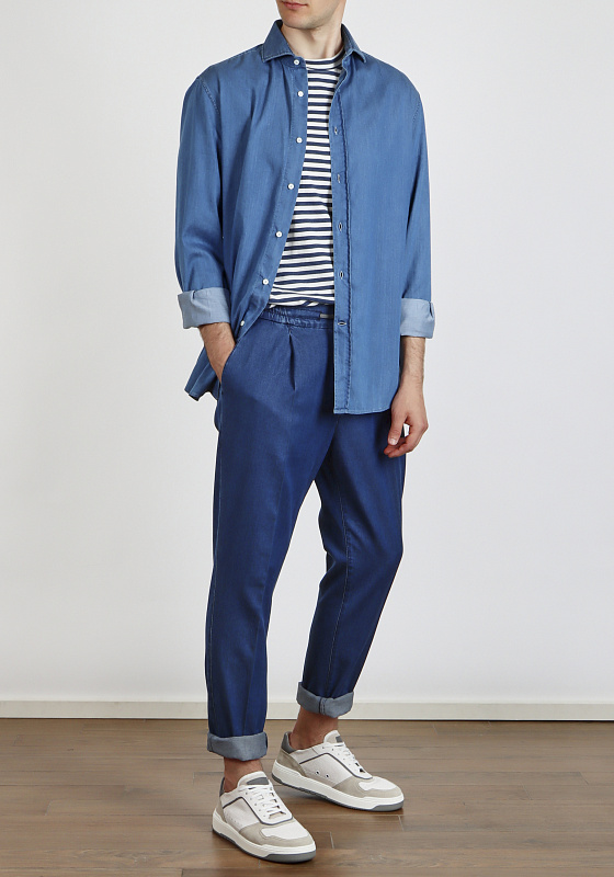 Brunello Cucinelli рубашка джинсовая MR6830627